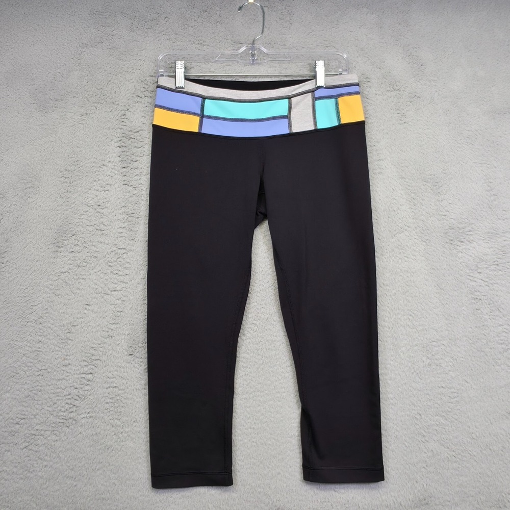 Lululemon Wunder Under Crop Leggings Womens 8 Black Low Rise Skinny Yoga Active